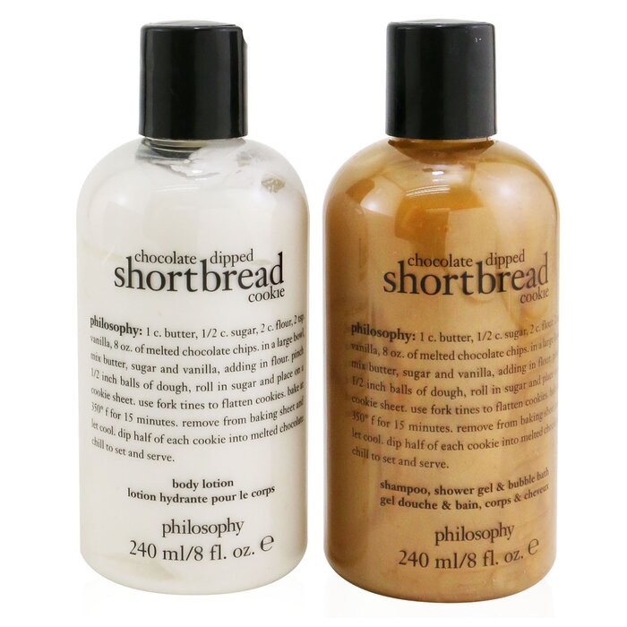 Chocolate-dipped Shortbread Cookie 2-pieces Gift Set: Shampoo, Shower Gel & Bubble Bath 240ml + Body Lotion 240ml - 2x240ml/8oz