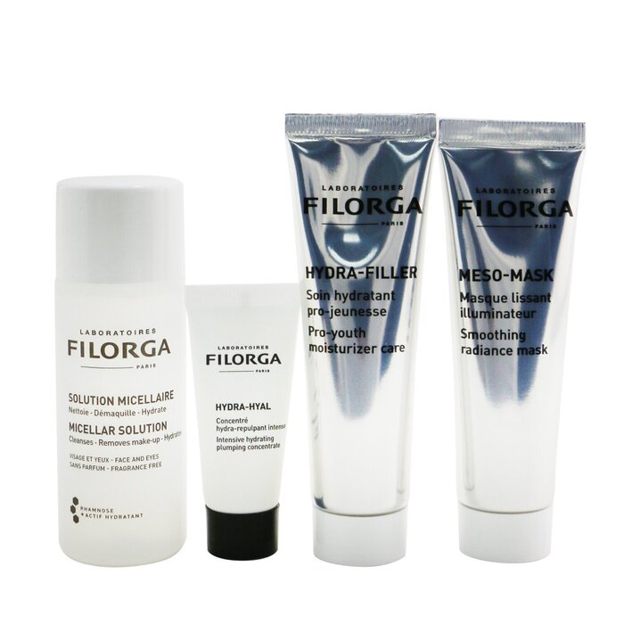 Intense Hydration Set: Micellar Solution 50ml+hydra-hyal 7ml+hydra-filler 30ml+meso Mask 30ml+bag - 4pcs+1bag