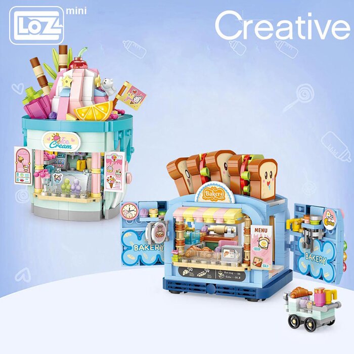 Loz Dream Amusement Park Series - Open Bakery Shop - 13.5 x 18 x 8cm