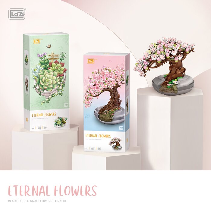 Loz Mini Blocks - Eternal Flowers Garden Series - Succulent Potted Plant - 10 x 6 x 22 cm