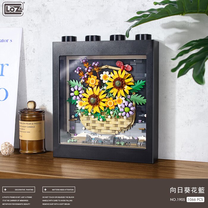 Loz Ideas Series - Sunflower Basket Immortal Pixel Painting - 34 x 25 x 9cm