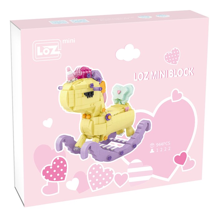 Loz Mini Blocks Kids Building Series - Unicorn Rocking Horse - 26 x 23 x 6 cm