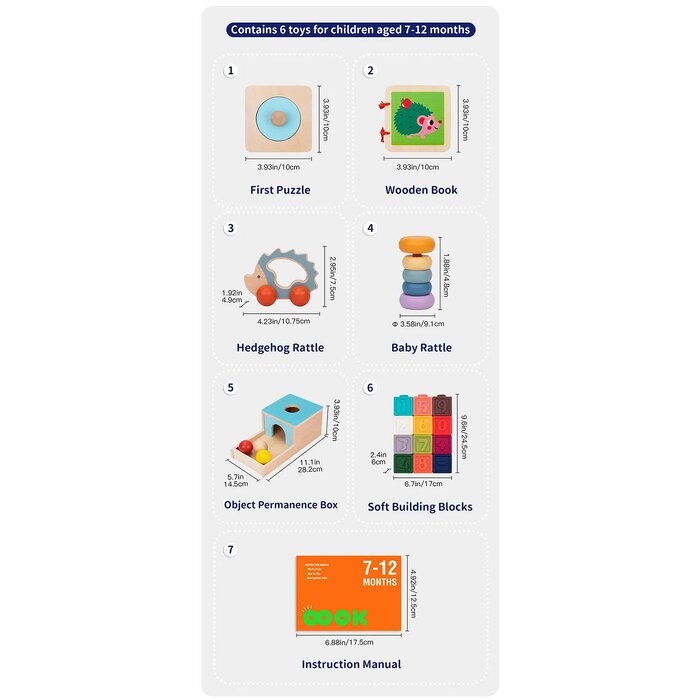 7-12m Baby Sensory Educational Learning Educational Box - 32x27x14cm