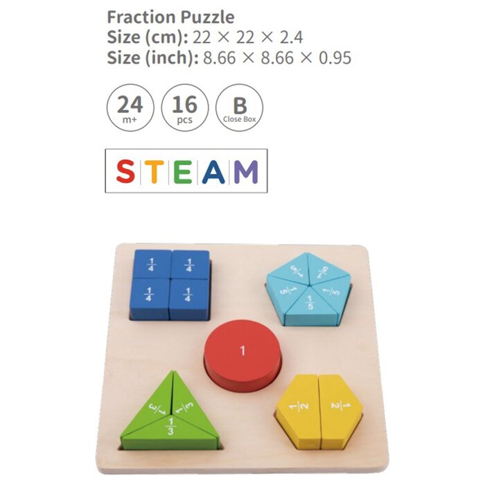 Fraction Puzzle - 22x22x3cm