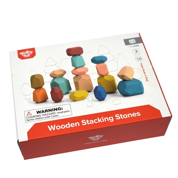 Wooden Stacking Stones - 16 Pcs - 18x14x5cm