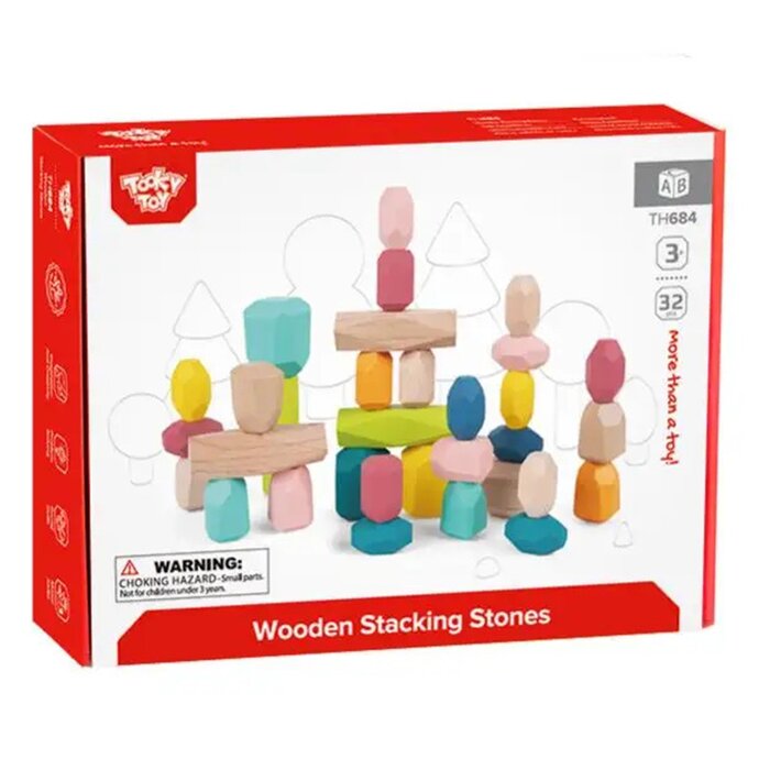 Wooden Stacking Stones - 32pcs - 24x18x5cm