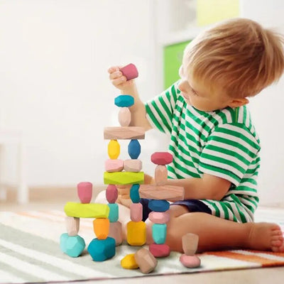 Wooden Stacking Stones - 32pcs - 24x18x5cm