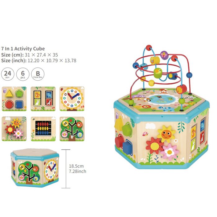 7 In 1 Activity Cube - 31x28x35cm