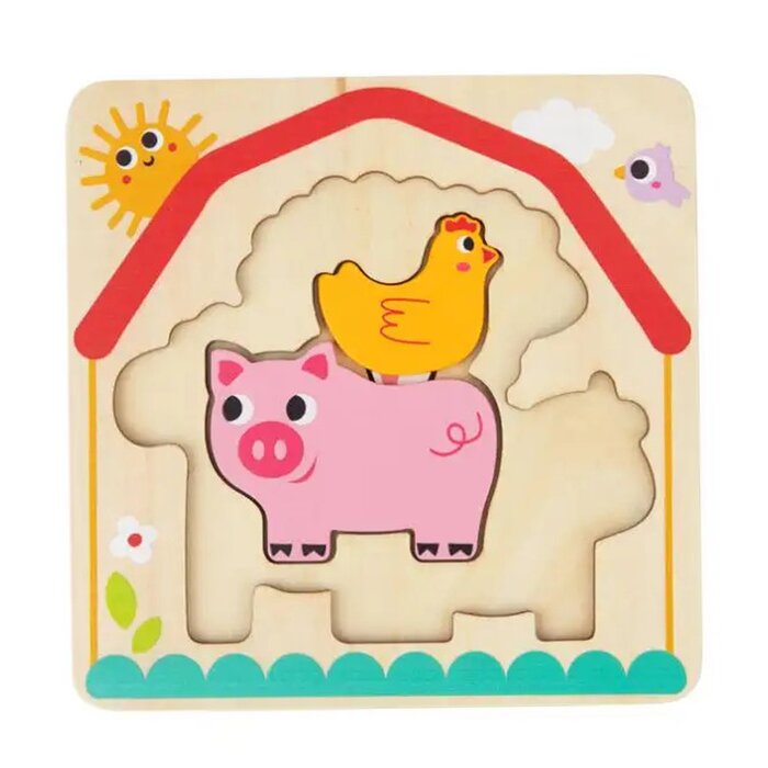 Multi-layered Farm Puzzle - 17x17x2cm