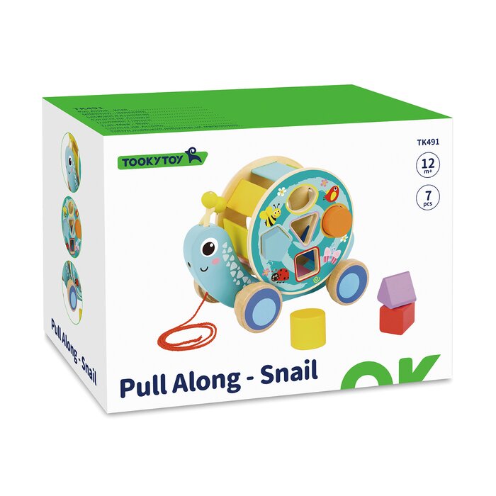 Pull Along Snail - 26x14x19cm