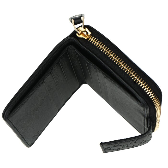 449395 Micro Gg Guccissima Leather Small Bifold Wallet Black - Fixed Size