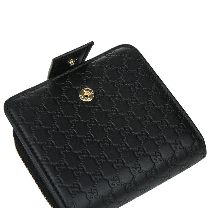 449395 Micro Gg Guccissima Leather Small Bifold Wallet Black - Fixed Size