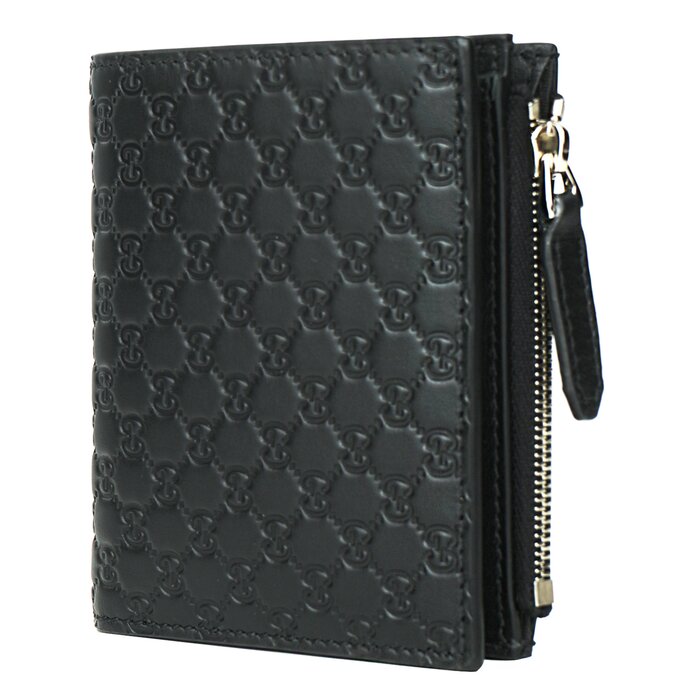 544475 Micro Gg Guccissima Leather Small Bifold Wallet Black - Fixed Size