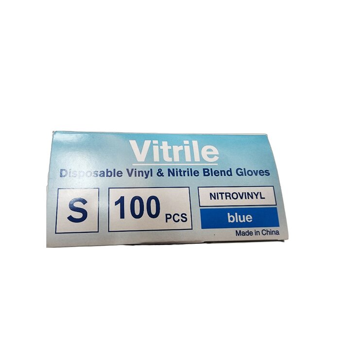 Kq - Vitrile Disposable Vinyl & Nitrile Blend Gloves -blue (s) - S