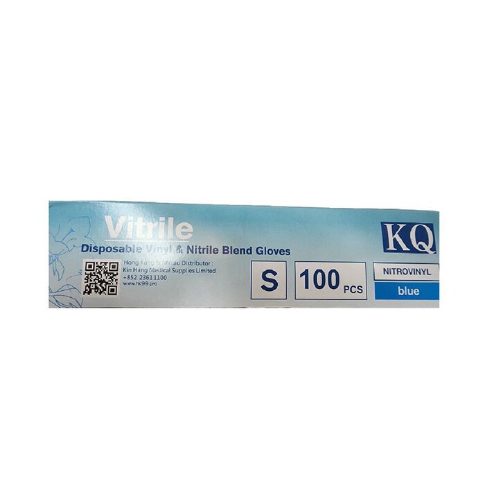 Kq - Vitrile Disposable Vinyl & Nitrile Blend Gloves -blue (s) - S