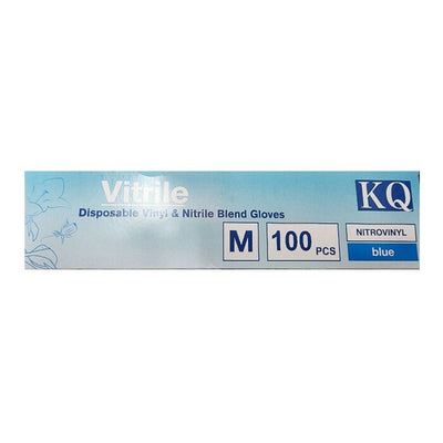 Kq - Vitrile Disposable Vinyl & Nitrile Blend Gloves -blue (m) - M