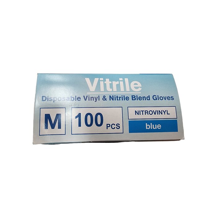 Kq - Vitrile Disposable Vinyl & Nitrile Blend Gloves -blue (m) - M