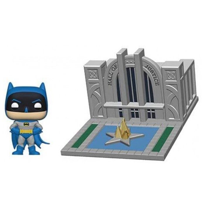 Pop Towns: Batman 80th - Hall Of Justice W/batman Toy Figures - 21x26x15cm