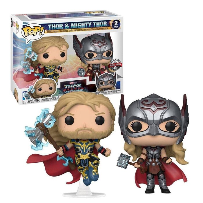 Pop! Marvel: Thor 4: Love And Thunder - Thor & Mighty Thor Toy Figures - 16x21x9cm