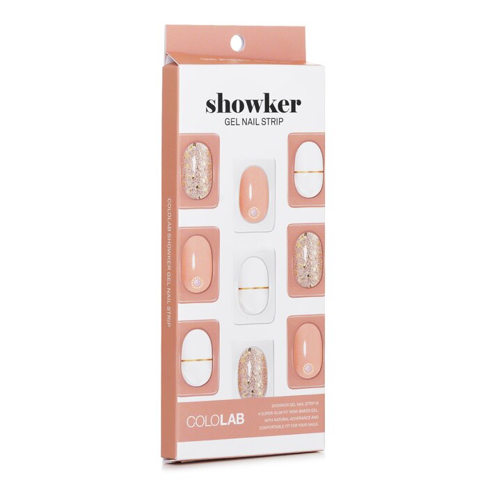 Showker Gel Nail Strip # Csa201 Gold Line Beige - 1pcs