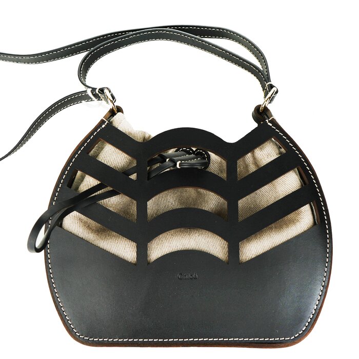 Small Kayan Round Bucket Bag - Black