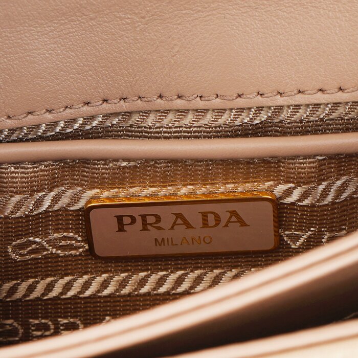 Prada Plain Leather Logo Handbag 1bd144 - Nude