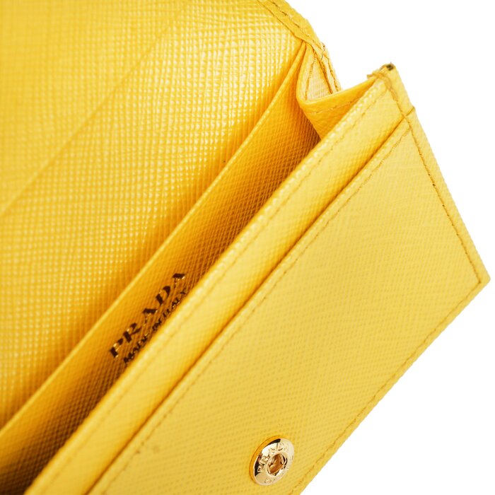 Prada Saffiano Leather Card Holder 1mc122 - Yellow