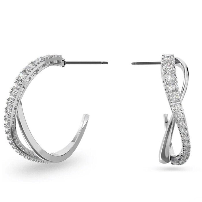 Twist Hoop Earrings 5563908 - White, Rhodium Plated - White