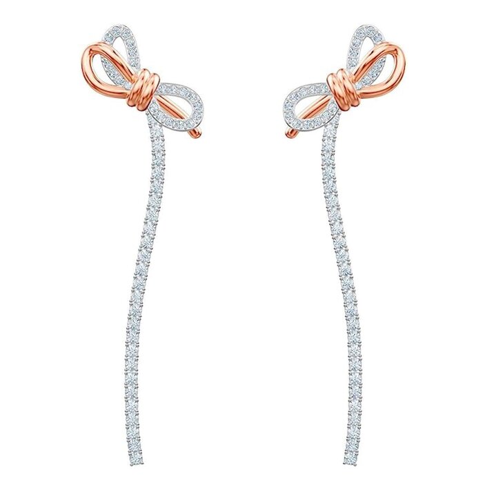 Swarovski Lifelong Bow Earrings 5447083 - Mixed Metal Finish - White