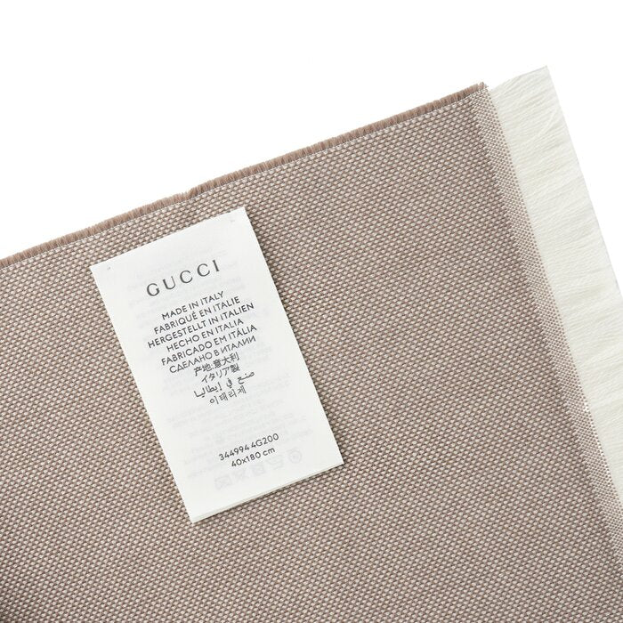 Half Gg Logo Wool Scarf 344994 - Taupe Beige