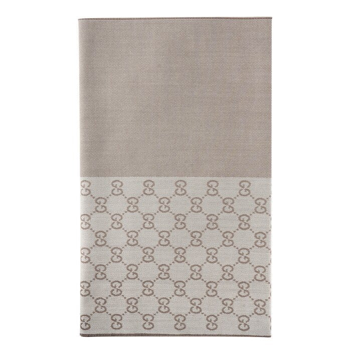 Half Gg Logo Wool Scarf 344994 - Taupe Beige