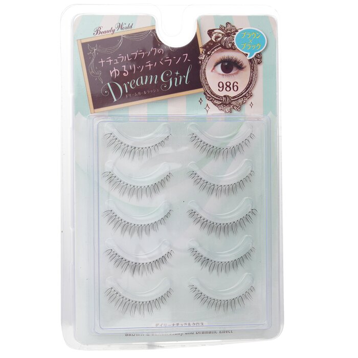 Dream Girl Nylon Eyelash - # 986 Black And Brown - 5pairs