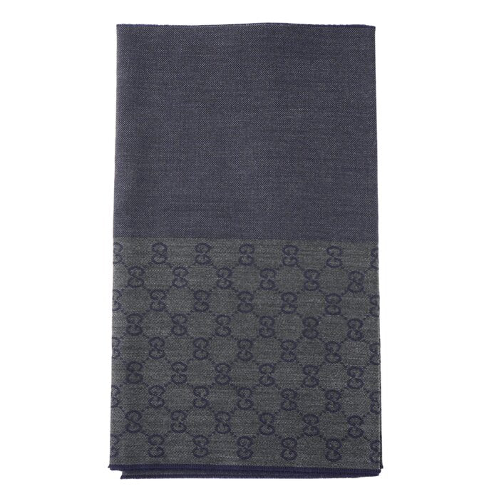 Half Gg Logo Wool Scarf 344994 - Black