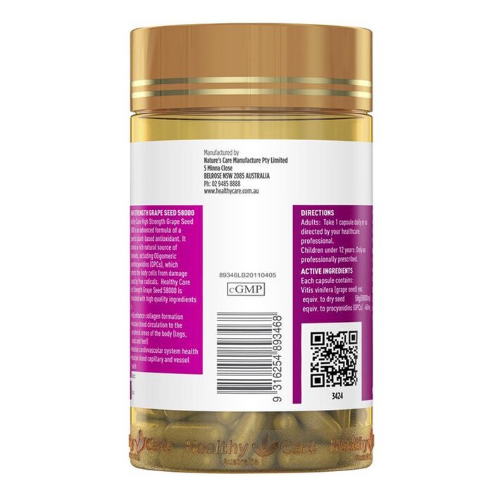 High Strength Grape Seed 58000mg - 200 capsules