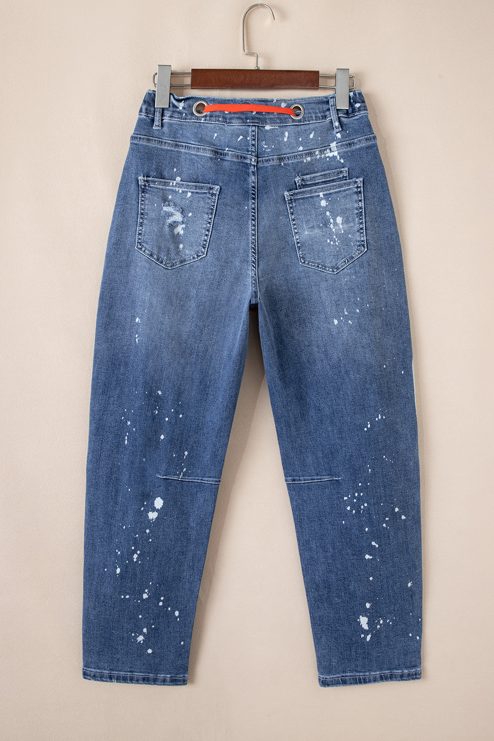 Ashleigh Blue Ripped Splattering Paint Rope Waist Cropped Straight Jeans