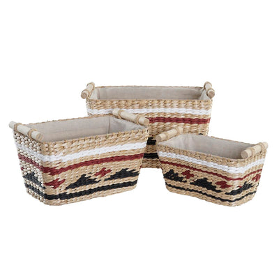 Conjunto de Cestas DKD Home Decor Poliéster Colonial Fibra (39 x 27 x 24 cm)