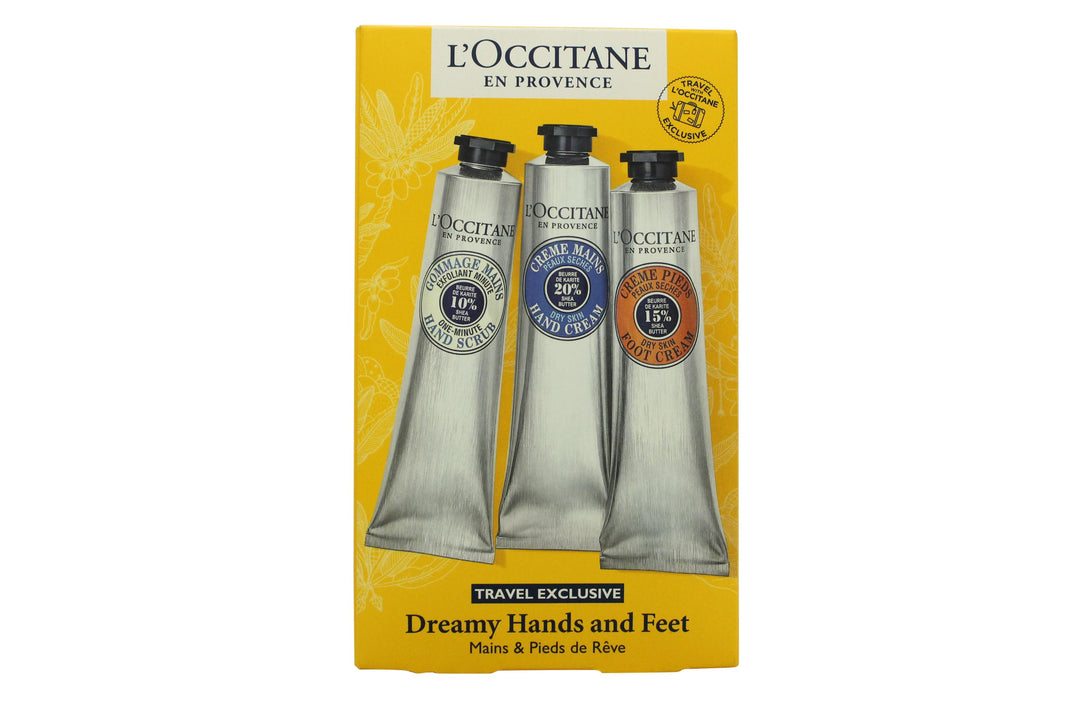 L'Occitane en Provence Dreamy Händer & Fötter Presentset 75ml Handskrubb+ 75ml Handkräm + 75ml Fotkräm