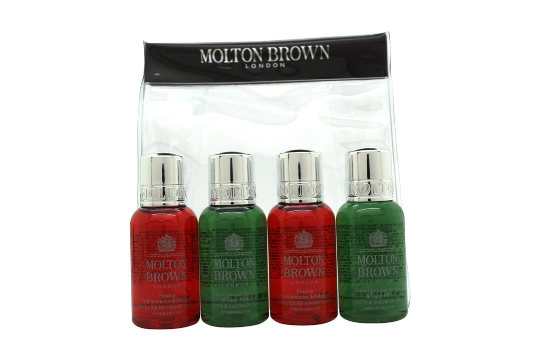 Molton Brown Presentset 2 x 30ml Festive Frankincense & Allspice Handtvål + 2 x 30ml Fabled Juniper Berries & Lapp Pine Duschgel