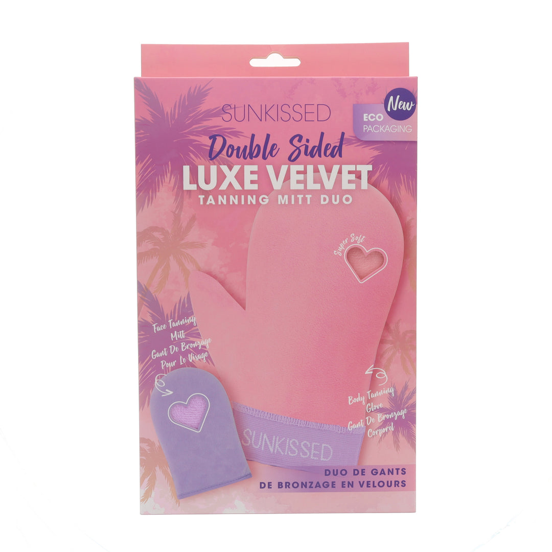 Sunkissed Double Sided Luxe Velvet Tanning Mitt Duo Body Tanning Glove + Face Tanning Mitt