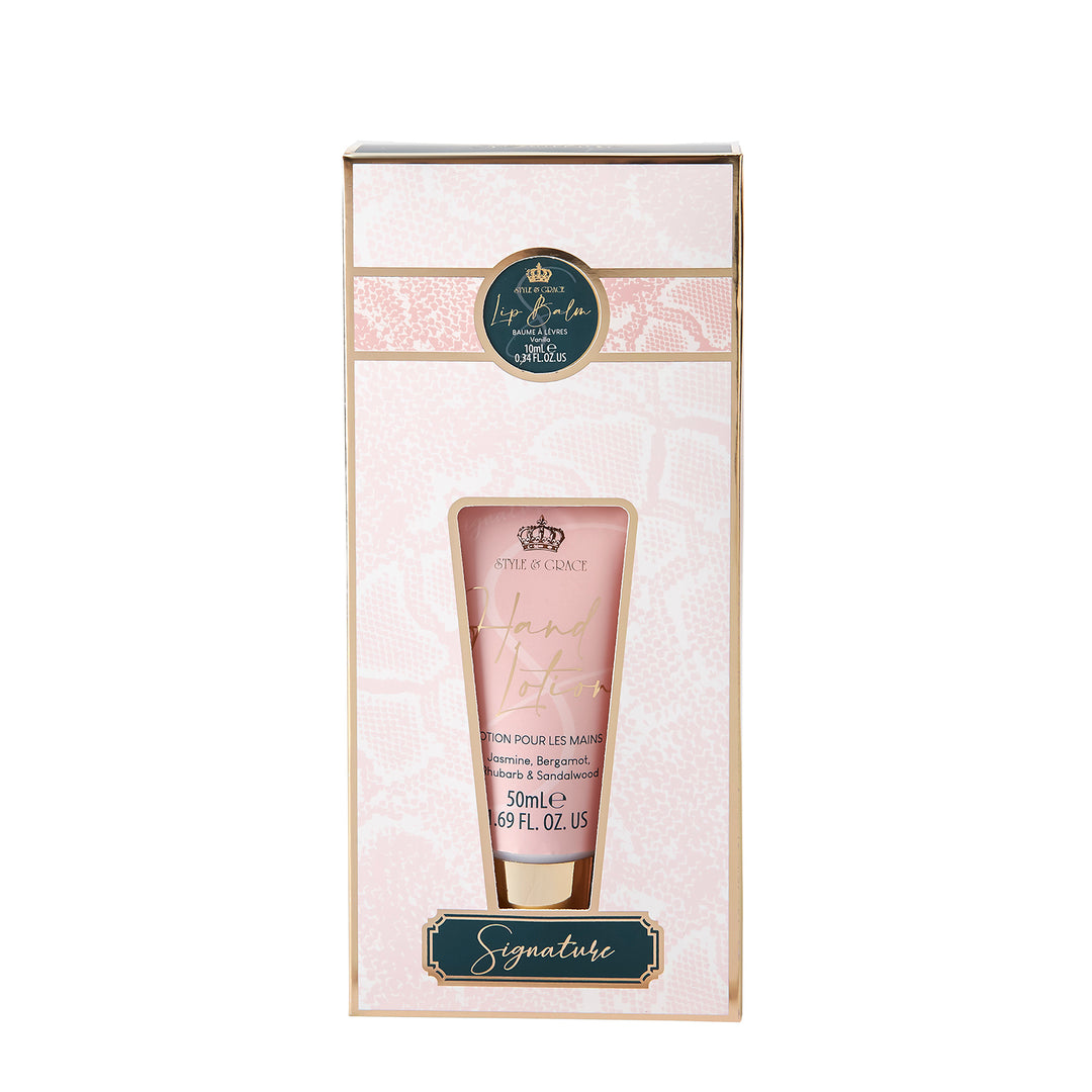 Style & Grace Signature Beauty Rescue Set Eco Packaging 50ml Hand Cream + 10ml Lip Balm - Vanilla