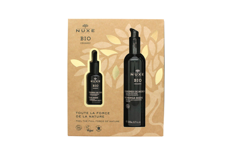 Nuxe Bio Organic Presentset 30ml Chia Frön Essential Antioxidant Serum + 200ml Moringa Frön Micellärt Rengöringsvatten