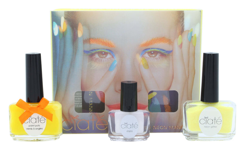 Ciate Corrupted Neon Manicure Gift Set 13.5ml Neon Orange Nail Polish + 10g Neon Glitter + 5ml Black Light Top Coat