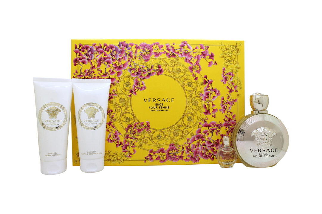 Versace Eros pour Femme Presentset 100ml EDP + 5ml EDP + 100ml Body Lotion + 100ml Duschgel