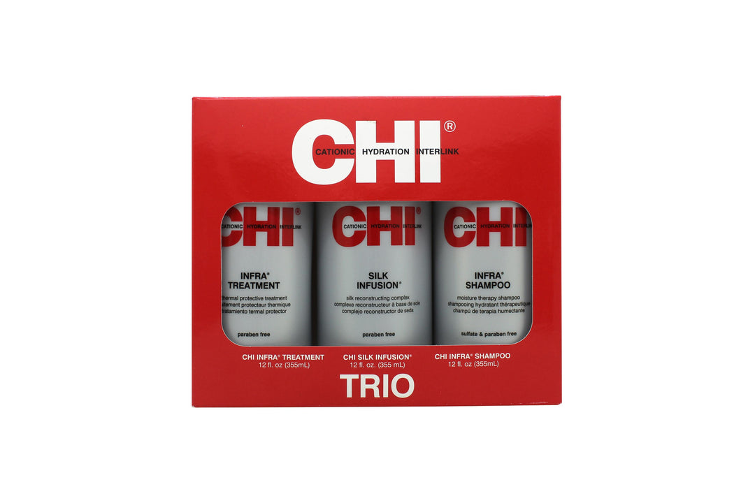 CHI Infra Trio Gift Set 355ml Infra Shampoo + 355ml Infra Treatment + 355ml Silk Infusion