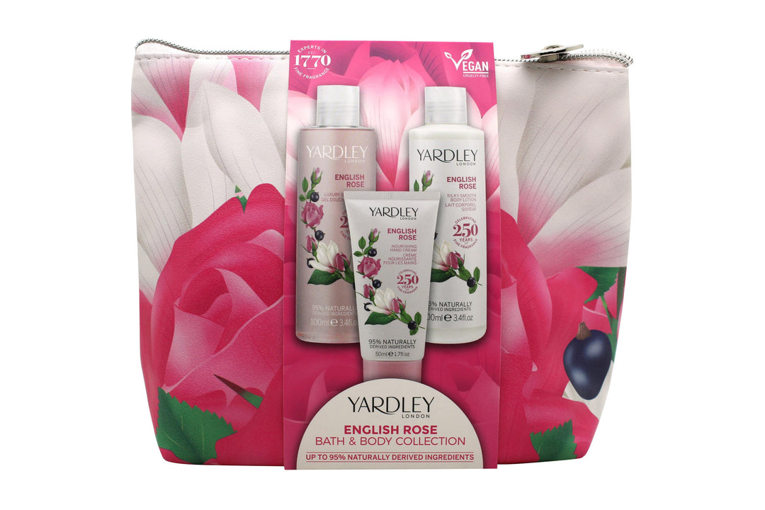 Yardley English Rose Presentset 100ml Body Wash + 100ml Body Lotion + 50ml Hand Cream + Bag