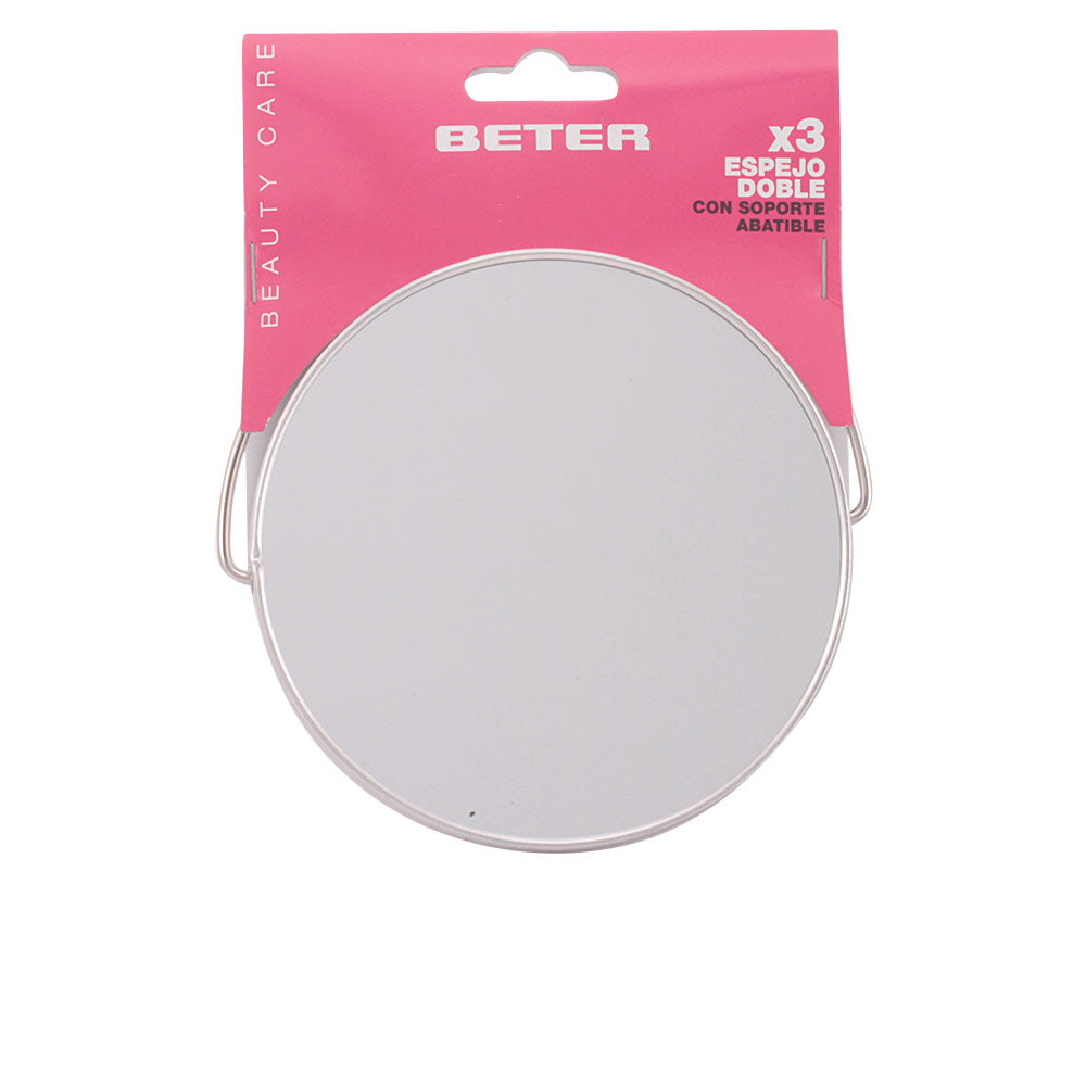 ESPEJO metálico doble x3 con soporte abatible 12,2 cm 1 pz