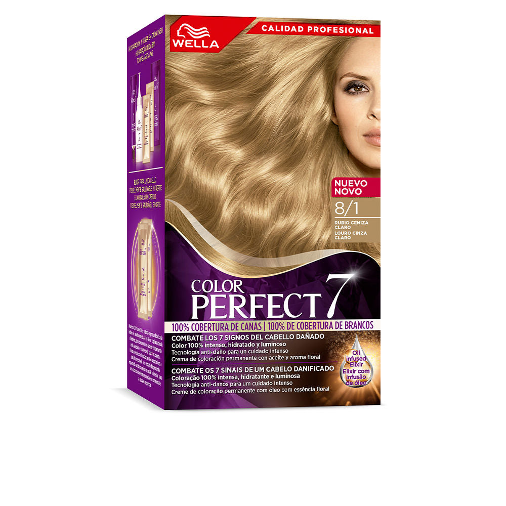 WELLA COLOR PERFECT 7 100% cobertura de canas #8/1-rubio ceniza claro