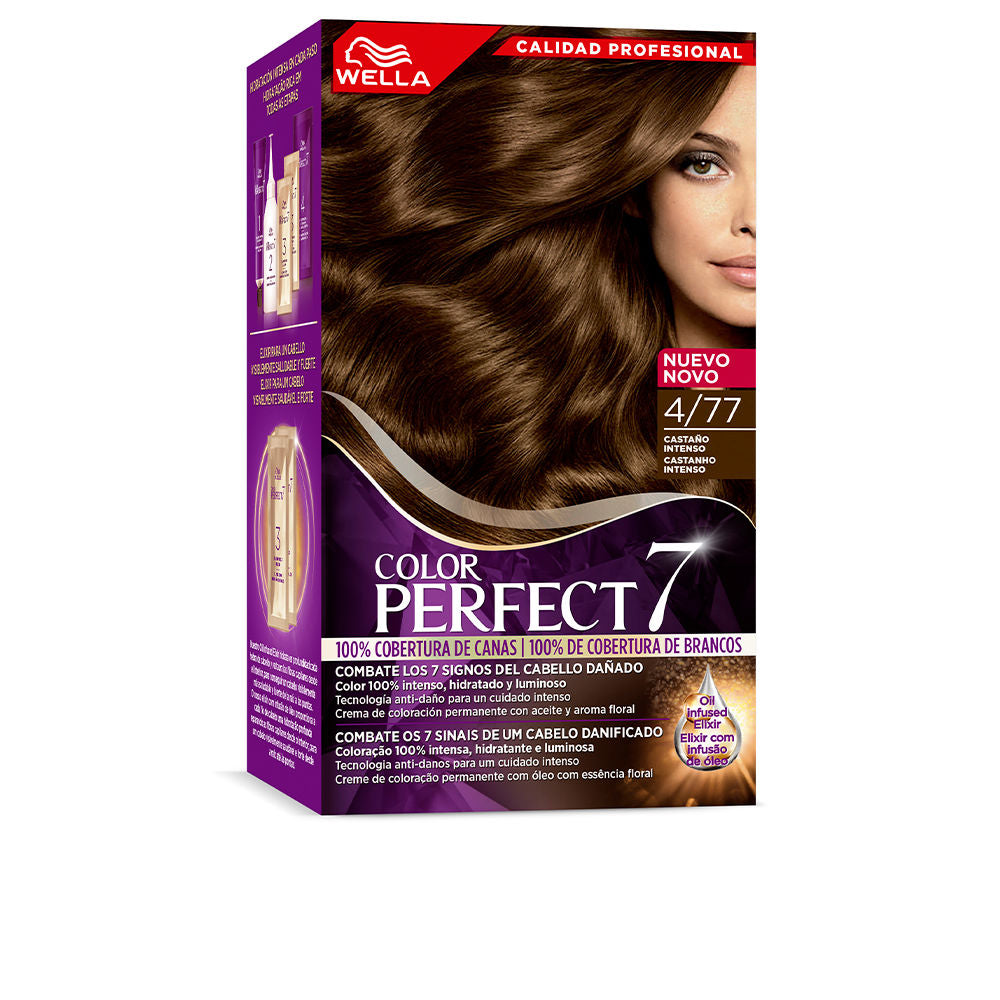 WELLA COLOR PERFECT 7 100% cobertura de canas #4/77-castaño aterciopelado