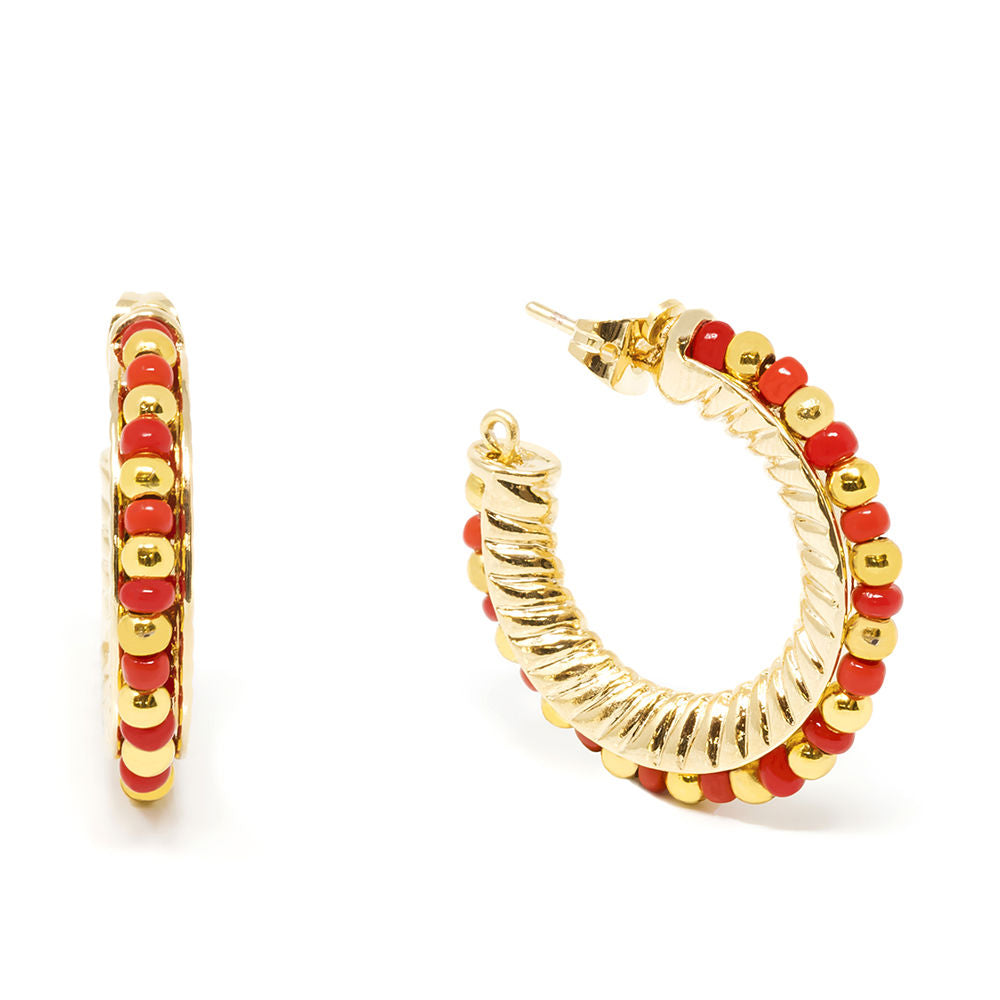 ETHIOPIA RED 3CM earrings #shiny gold 1 u