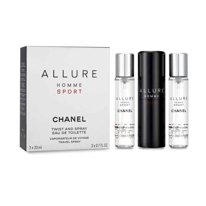 Allure Homme Sport Eau De Toilette Travel Spray (with Two Refills) - 3x20ml/0.7oz